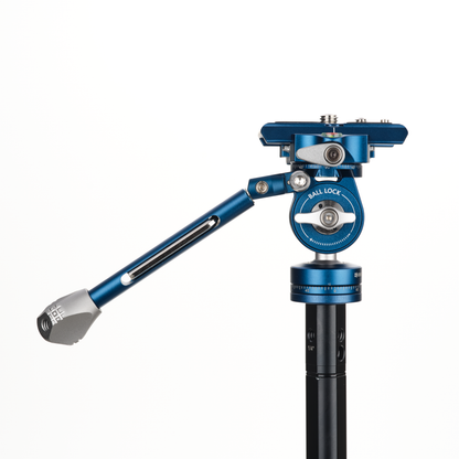 Blue camera tripod head