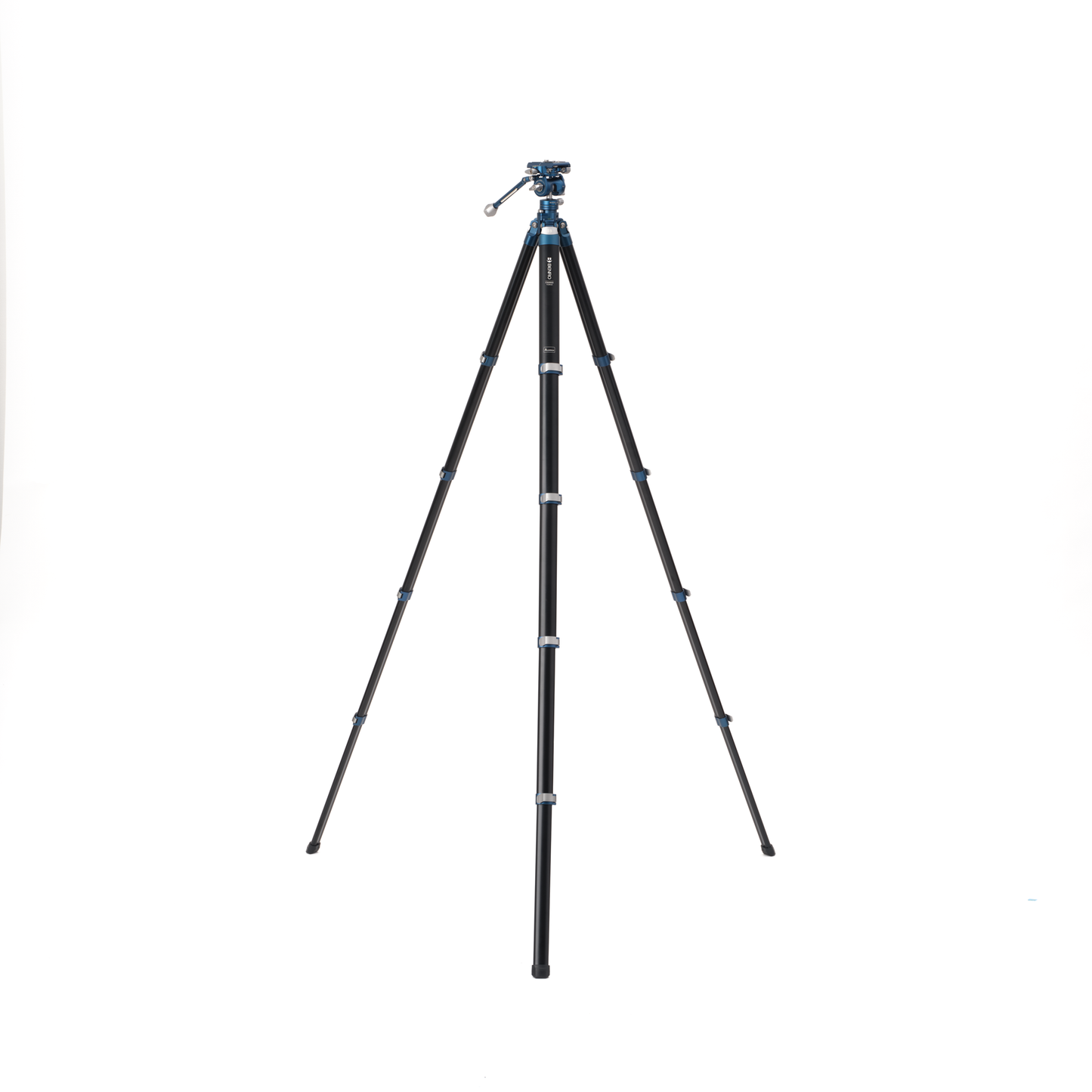Wide leg stance of the aluminum Cyanbird tripod providing stability for outdoor and indoor shoots.