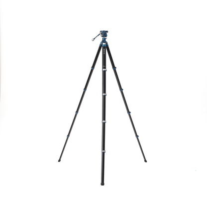 Wide leg stance of the aluminum Cyanbird tripod providing stability for outdoor and indoor shoots.