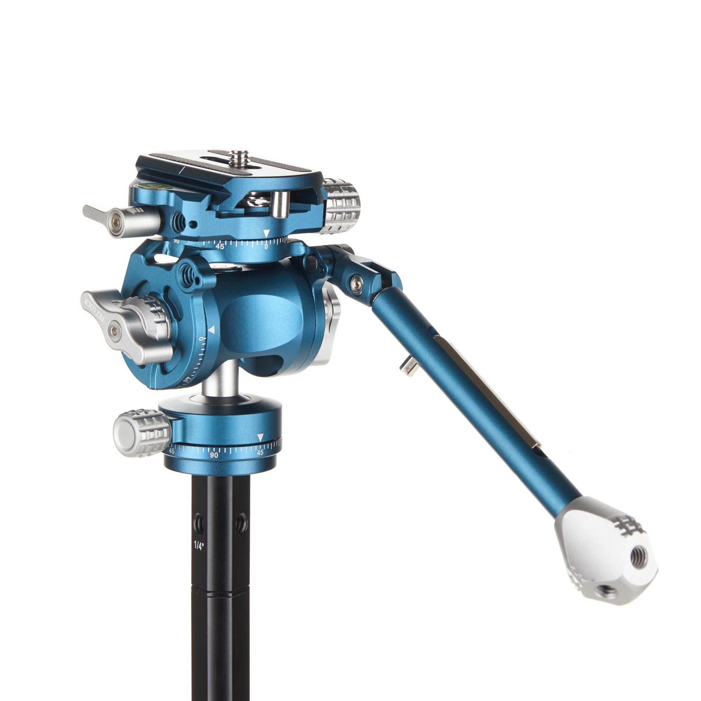 Benro FS20PRO tripod head with integrated bubble level for leveling.