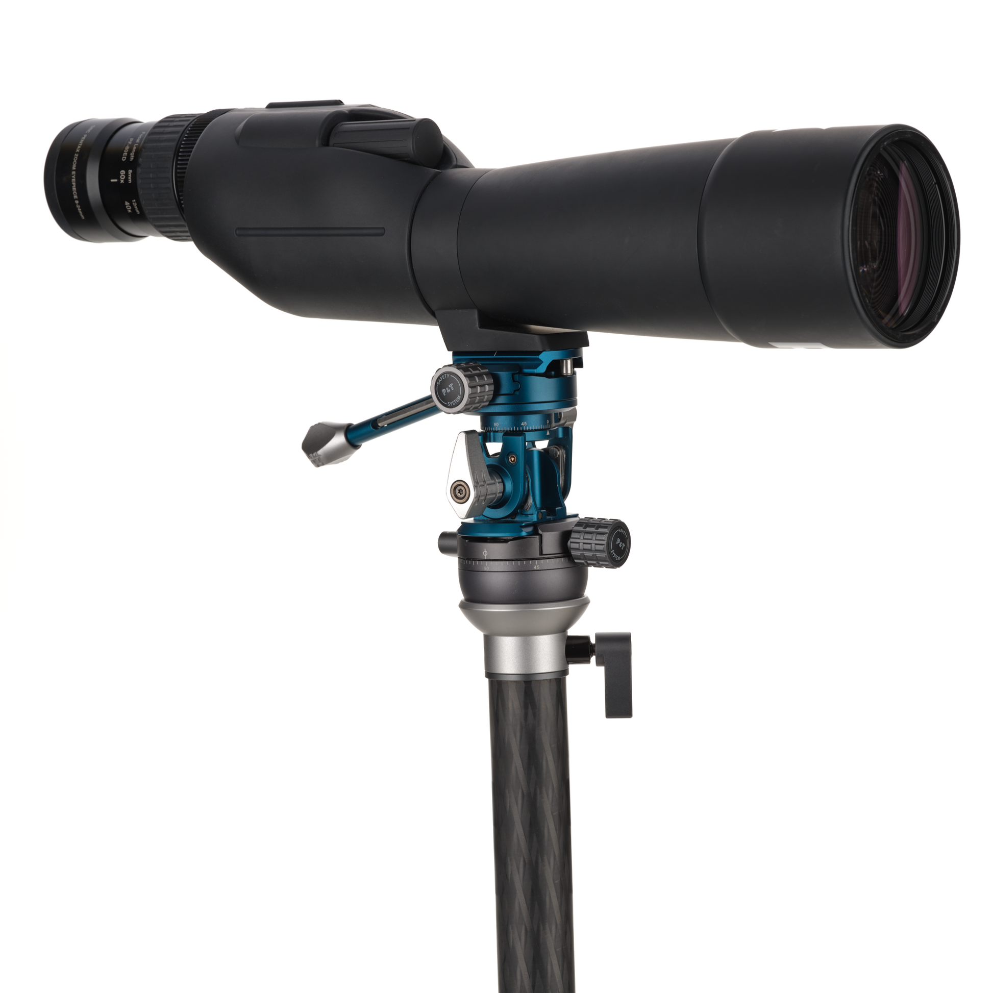 TH62 Tilt Head mounted on a professional monopod, supporting a long telephoto lens for wildlife photography.