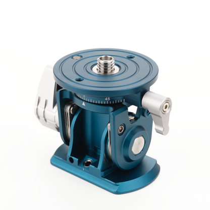 Bottom view of the head showing the 3/8" female thread and the integrated Arca-style base dovetail.