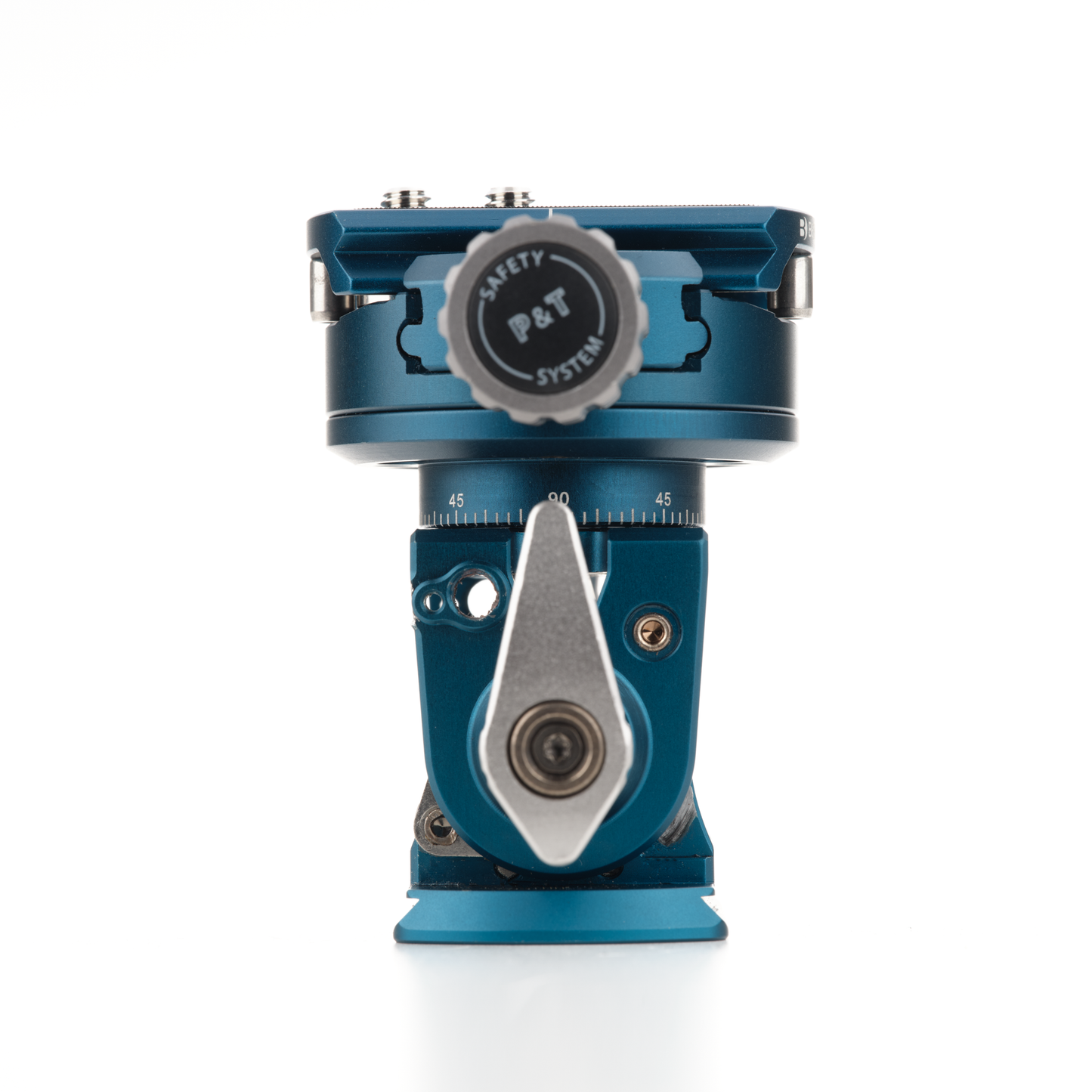 Close-up of the rotating top plate on the Benro TH62 showing the precision-engraved degrees for panoramic alignment.