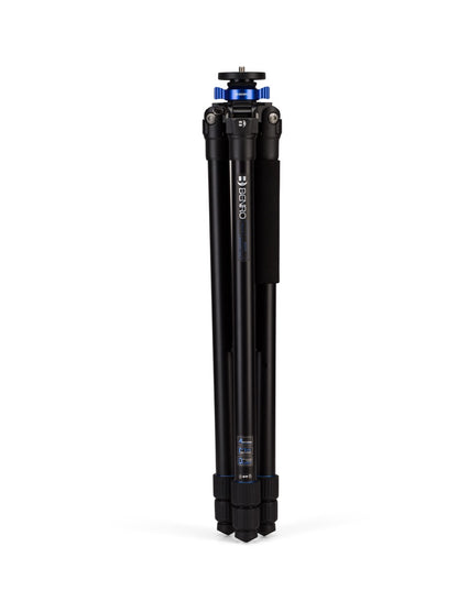 Side view of the Benro Mach3 aluminum tripod folded.