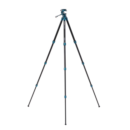 Tripod in a compact, folded position showing its slim 52.5cm carry length.