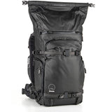 Sleek black camera backpack designed to fit laptops up to 16 inches.