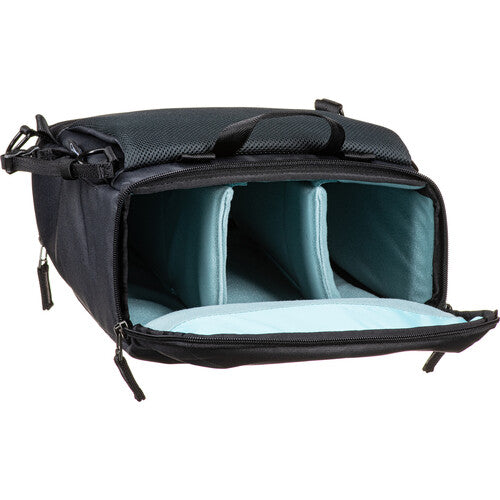 Padded interior of Shimoda Designs Top Loader showing adjustable hook and loop dividers.