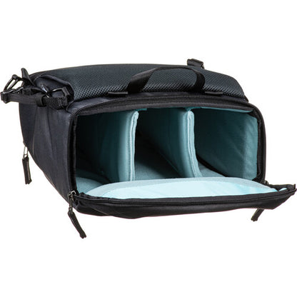 Padded interior of Shimoda Designs Top Loader showing adjustable hook and loop dividers.