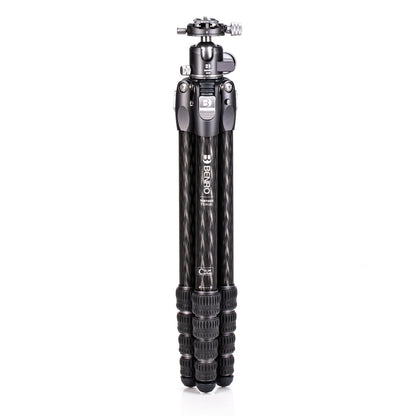Benro Tortoise travel tripod featuring automatic leg angle adjustment, 5-section carbon fiber legs, and 33lb load capacity.