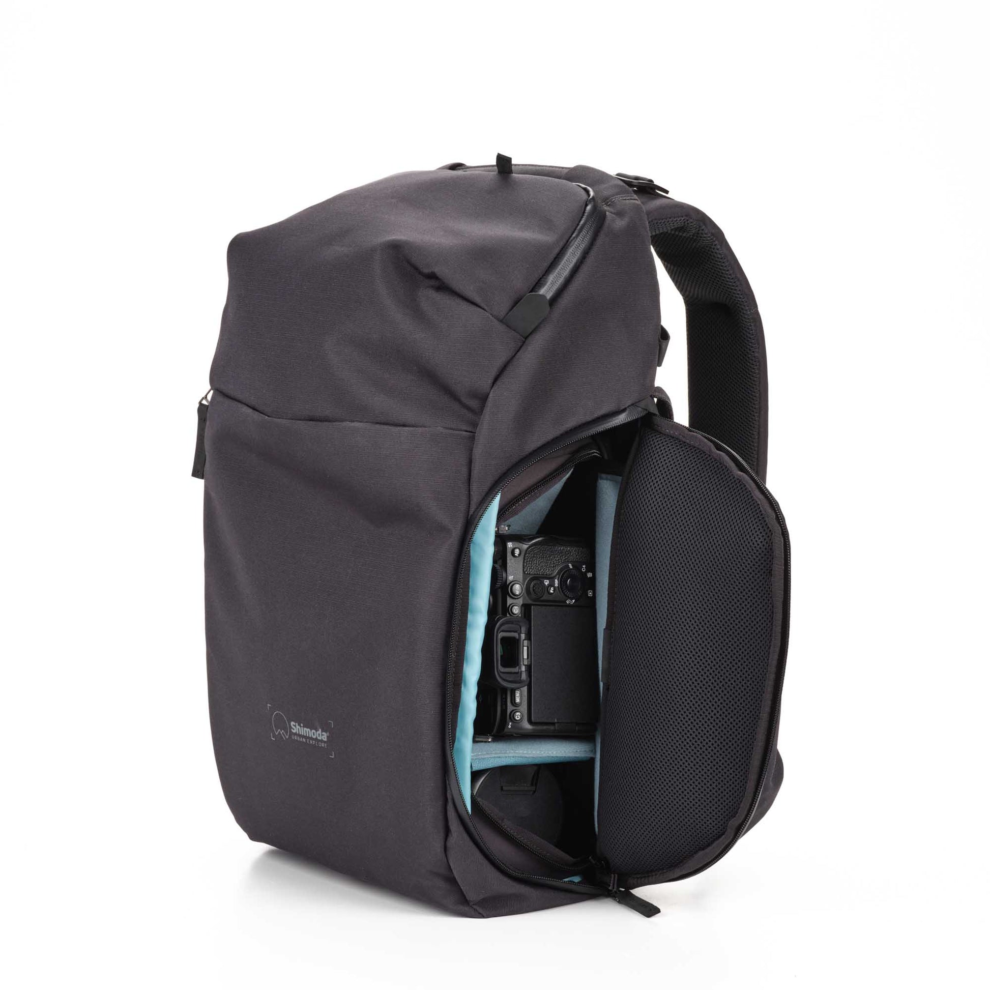 Urban Explore backpack with 16-inch laptop compartment open