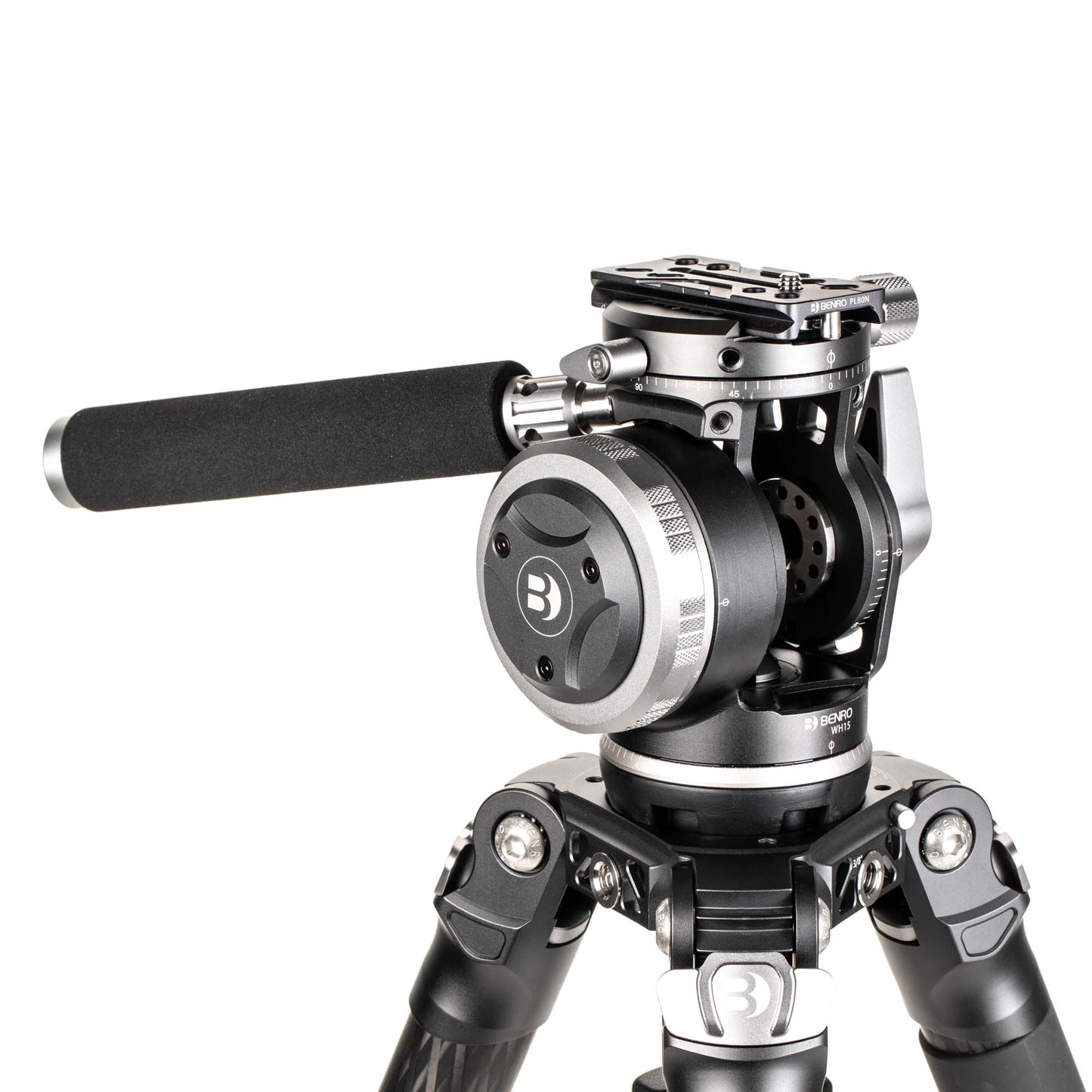 Close-up of Benro WH15's Arca-Swiss quick-release plate and clamp