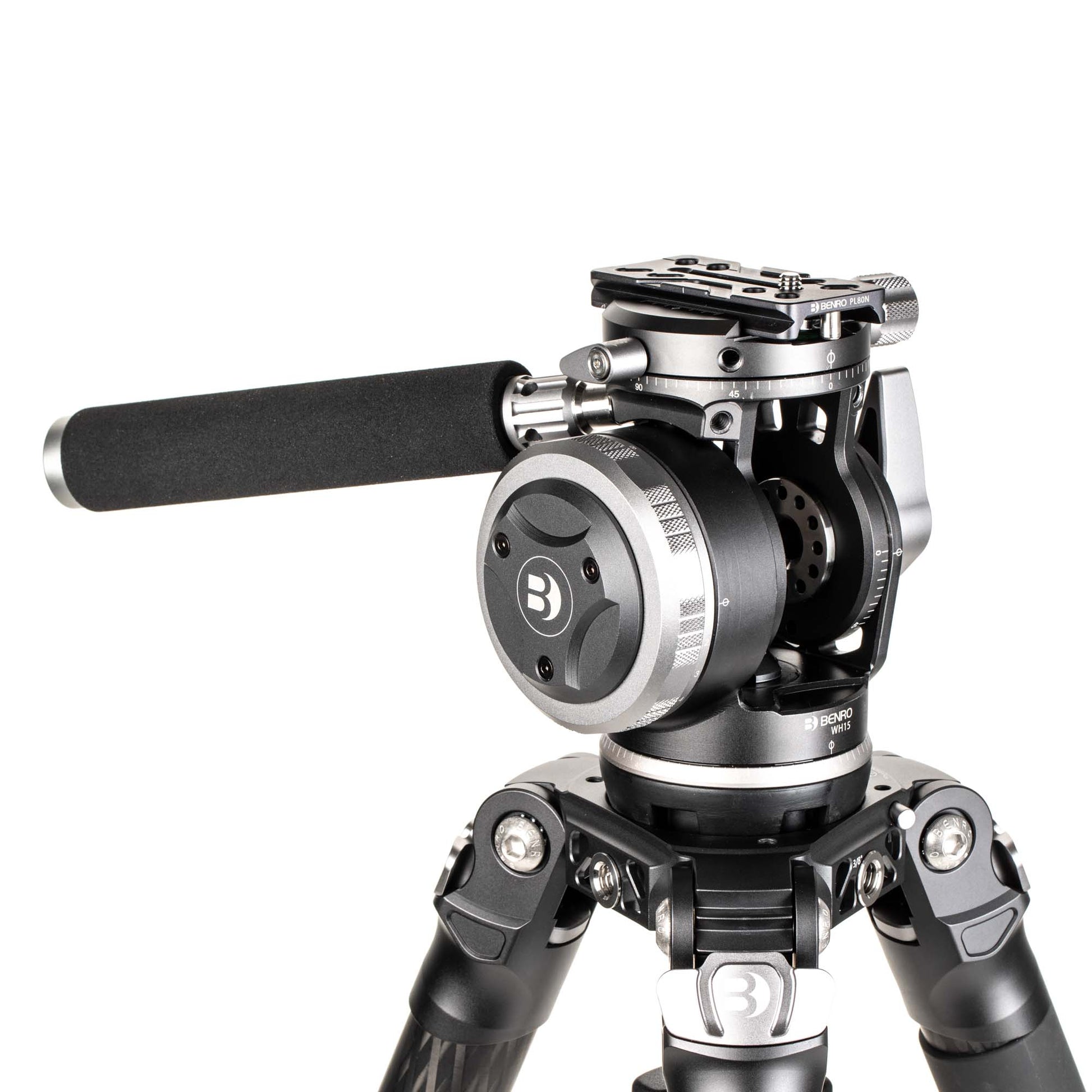Close-up of Benro WH15's Arca-Swiss quick-release plate and clamp