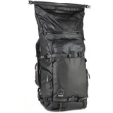 Close-up of Shimoda Designs Action X50 V2 Starter Kit backpack with roll-top access, highlighting the YKK SplashGuard zipper