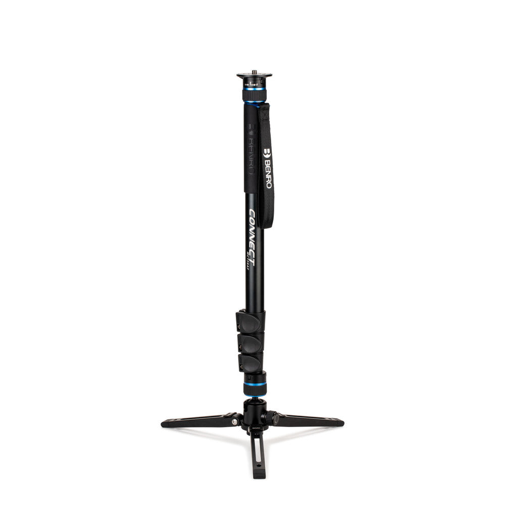 Benro Connect Video Monopod in extended position with 3-leg base deployed