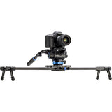 Benro MoveOver8B Carbon Fiber Slider in action, capturing a smooth panning shot with a camera