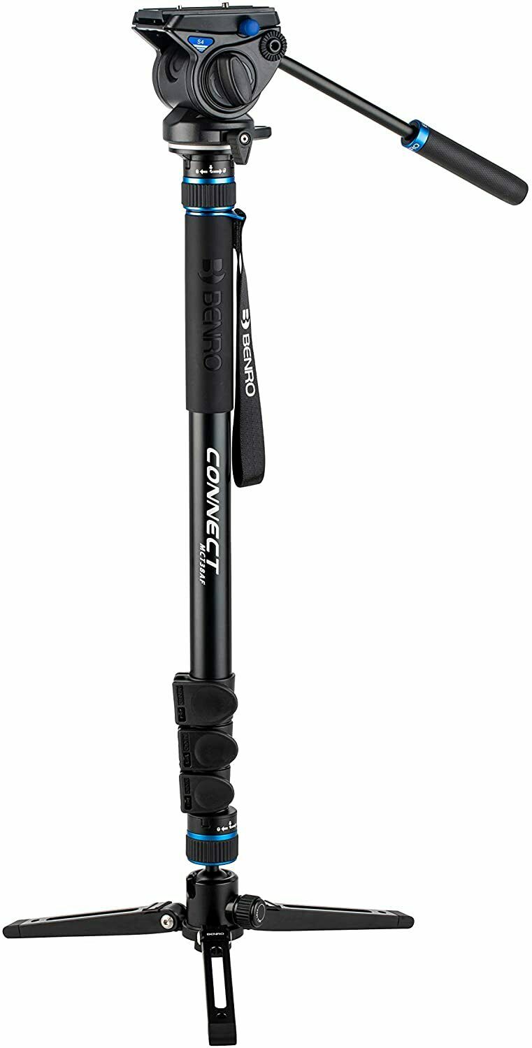 Benro #3 MCT38AFS4 Monopod with Flip Locks, 3-Leg Base, S4 Video Head freeshipping - VL Camera Photography Store