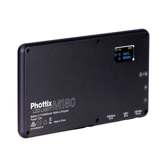 Phottix M180 Bicolor LED Panel and USB Power Bank, (PH81416) Gray - Demo freeshipping - VL Camera Photography Store